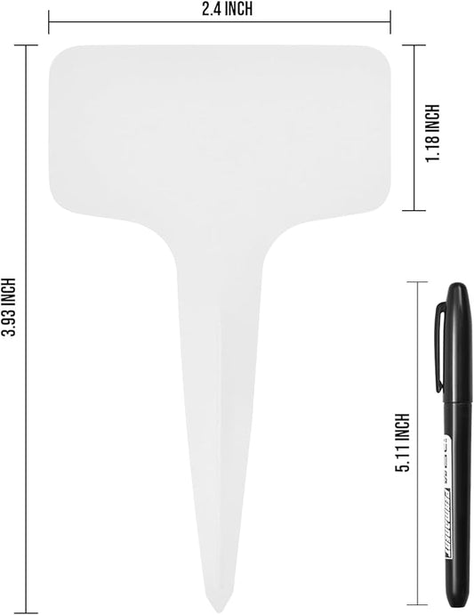 Plant Labels 1000 Pcs Yuanling T-Type Plastic Garden Tags Waterproof Plant Sign Stakes Nursery Garden Makers for Seedlings Flower Vegetables Herb Potted Belt Permanet Marker Pen (White)