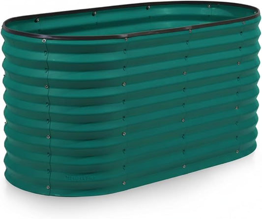 Plant & Plot Galvanized Raised Garden Beds Outdoor // 4×2×2 ft Planter Raised Beds for Gardening, Vegetables, Flowers // Large Metal Garden Box (Dark Green) // Patented Tool-Free Design