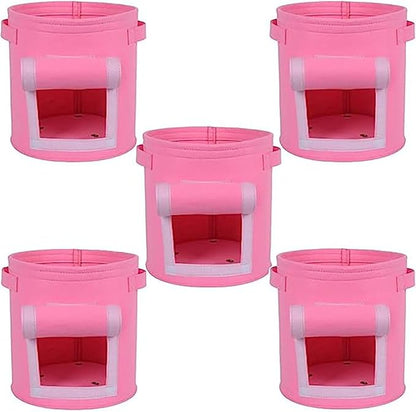 Ulalaza 5PCS Potato Grow Bags with Flap Plant Grow Bags Fabric Multi Ribbon Potato Bag Tomato Vegetable Growth Non-Woven Felt Planting Bag Transparent