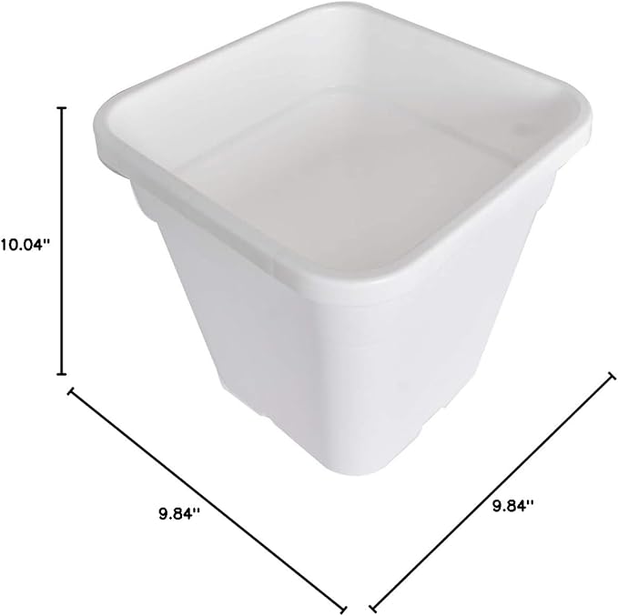 Plant Nursery Pot 10-Pack 3 Gallon Square Plastic Garden Planter Pots Flower Seedling Injection Molded Container Seed Starting Pot Set for Indoor Outdoor Plants Seedlings Vegetables White