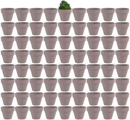 Yishang 1.9 Inch Tiny Grey Terracotta Pots Pack of 72-Small Mini White Clay Pots with Drainage Holes Flower Nursery Terra Cotta Planter for Tiny Cactus,Herb,Succulent Plants,Crafts