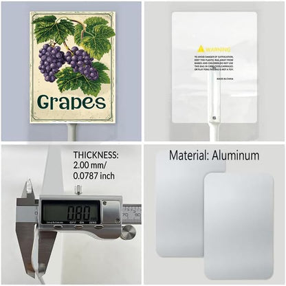 Uptell Vintage Aluminum Grapes Fruit Signs Yard Sign with Stake for Garden Fruit Garden Label Stakes Plant Markers for Outdoor Plants Waterproof 7x8.8 inch