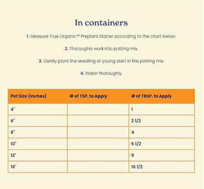 True Organic Preplant Starter – Organic Fertilizer for Seedlings and Young Plants – Promotes Vigorous Growth – 4lb Bag Covers 70 Sq. Ft.