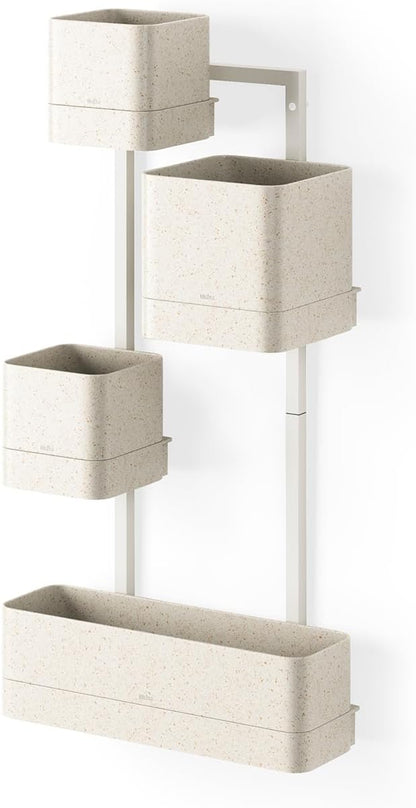 Umbra Cubiko Wall-Mount Planter with Four Adjustable Pots, Suitable for Indoor or Outdoor Use, Sand