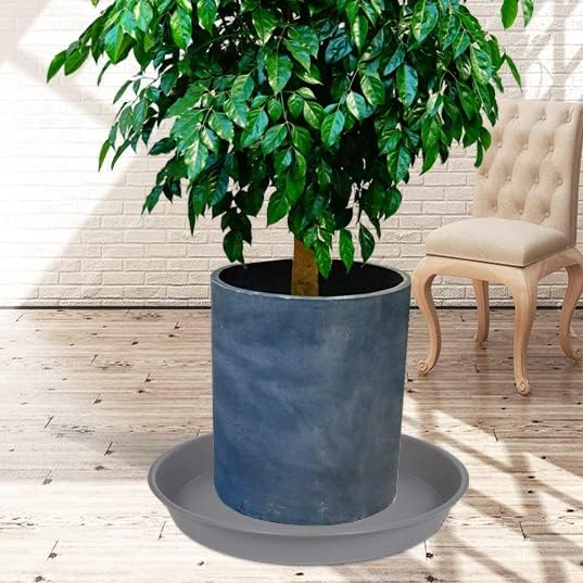 6 Pack Plant Saucer Tray, 4 6 8 10 12 15 16 18 20 inch Plant Saucers for Indoors, Durable Plastic Flower Planter Plant Water Drip Trays Round, Pot Saucers, Plant Trays for Pots (6", Gray)