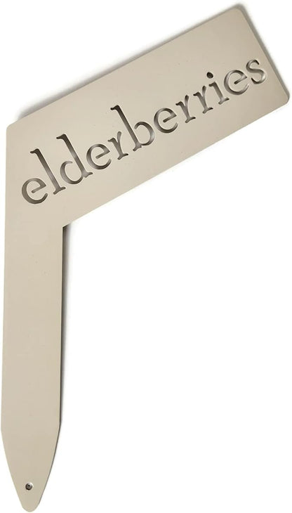Planter Size Small Metal Garden Plant Vegetable Flower or Herb Markers 13.5 Inches Tall (elderberries, Cream)