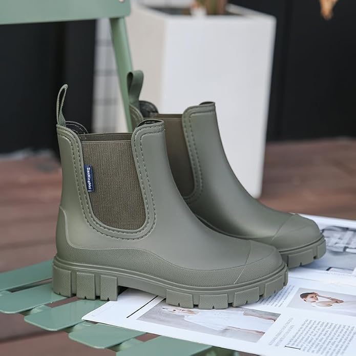 Harssidanzar Womens Rain Boots Waterproof Garden Shoes Anti-Slip Short Rain Boots for Outdoor Work HL217US