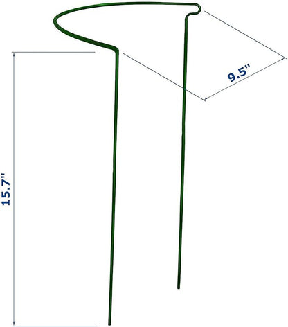 12 Pack 15.8 Inch High Plant Stake,Garden Plant Support,Half-Round Peony Cage Plant Ring Hoop