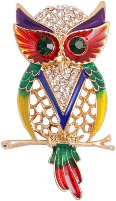 Rhinestone Owl Brooch Pin for Women Cute Big Cartoon Cat Eye Stone Owl Bird Brooch Unique Double Owl Brooch Pin Clothes Bag Hat Dress Jewelry