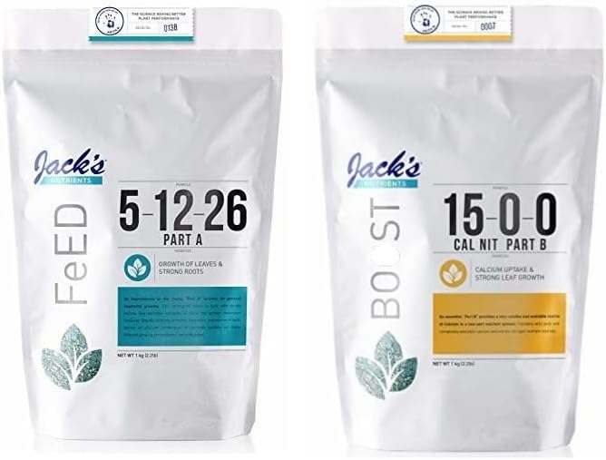 Jack's Classic Nutrients Calcium Nitrate Fertilizer 15-0-0 (Part A and B Dual Pack, 4.4 Pounds Total (Pack of 2))