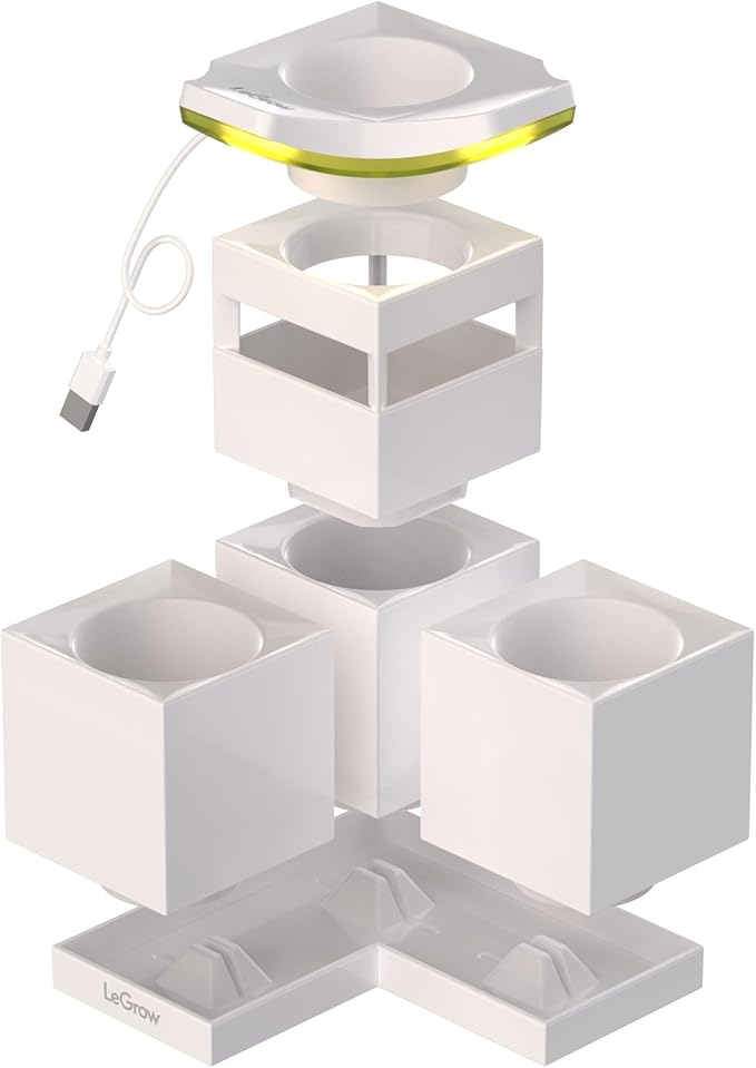 LeGrow Venus Fly Trap Pot, 50000lux Grow Light with Timer, 7 Days Watering Free, Indoor Planter with Drainage Hole & Self-Watering Tray for Carnivorous Plant, Sundew, Succulent, Cactus [No Plant]