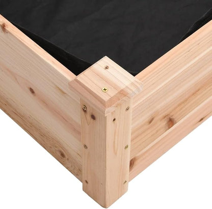 vidaXL Solid Wood Fir Garden Raised Bed with Liner 94.5"x47.2"x9.8" - Ample Space for Plants, Vegetables, Herbs - Ideal for Garden, Patio Decor