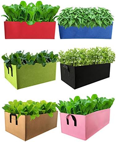 VALINK Garden Grow Bag, Felt Plants Growing Bag, Rectangle Planting Bag, Non-Woven Container Pot Planter Pouch Flowers Root Grow Bags for Outdoor Indoor Garden Vegetables