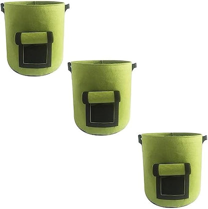 Ulalaza 3PCS Potato Grow Bags with Flap Plant Grow Bags Fabric Multi Ribbon Potato Bag Tomato Vegetable Growth Non-Woven Felt Planting Bag Transparent