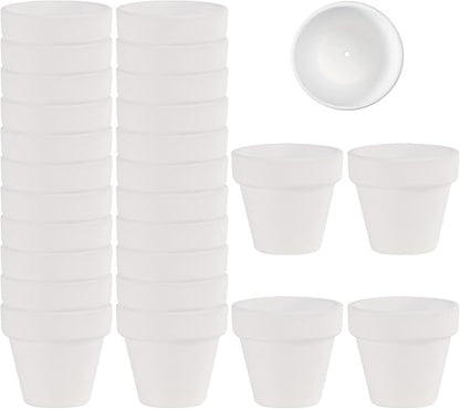 Fcacti 27 Pcs Small Mini White Clay Pots 2.1'' Terracotta Pot Clay Ceramic Pottery Planter Cactus Flower Pots Succulent Nursery Pots- Great for Window Boxes, Cactus, Plants, Crafts, Wedding Favors