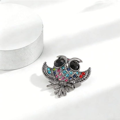 Rhinestone Owl Brooch Pin for Women Cute Big Cartoon Cat Eye Stone Owl Bird Brooch Unique Double Owl Brooch Pin Clothes Bag Hat Dress Jewelry