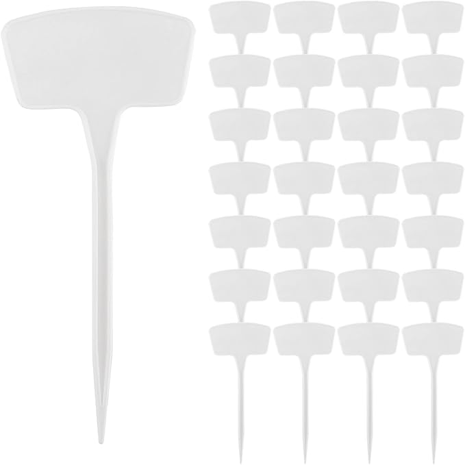 White Plant 100 Pcs Markers 27 Cm/10.63 in, Large for Outdoor Garden, T-Type Tags Waterproof Garden, Reusable Labels Plastic, Ideal Outdoor for Identification Plant