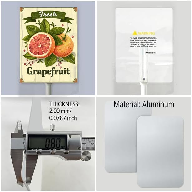 Uptell Vintage Aluminum Grapefruit Fruit Signs Yard Sign with Stake for Garden Fruit Garden Label Stakes Plant Markers for Outdoor Plants Waterproof 7x8.8 inch