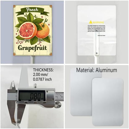 Uptell Vintage Aluminum Grapefruit Fruit Signs Yard Sign with Stake for Garden Fruit Garden Label Stakes Plant Markers for Outdoor Plants Waterproof 8x12 inch