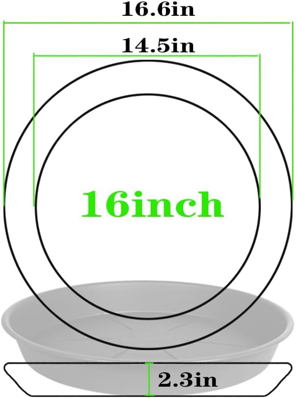 3 Pack of Plant Saucer 16 inch, Large Heavy Duty Plastic Saucers Round, Plant Drip Trays for Indoors Outdoor, Plant Water Tray for Planters, Beige