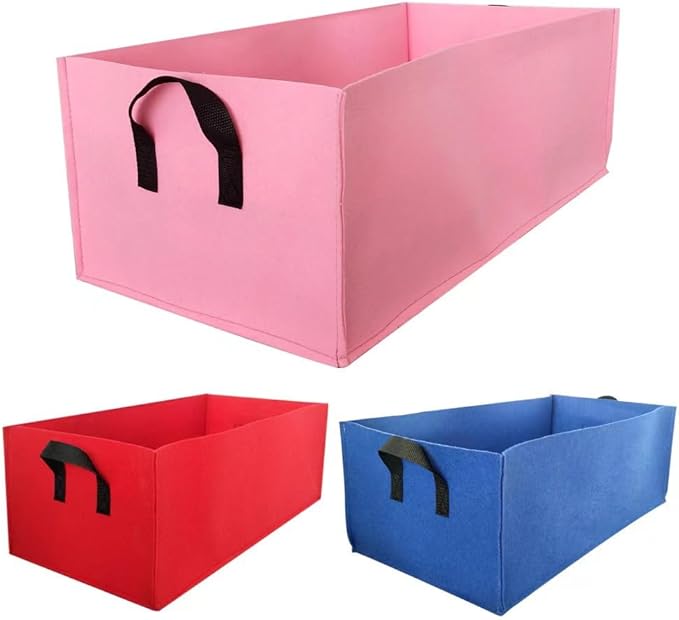 Ulalaza 5PCS Potato Grow Bags with Flap Plant Grow Bags Fabric Multi Ribbon Potato Bag Tomato Vegetable Growth Non-Woven Felt Planting Bag Transparent