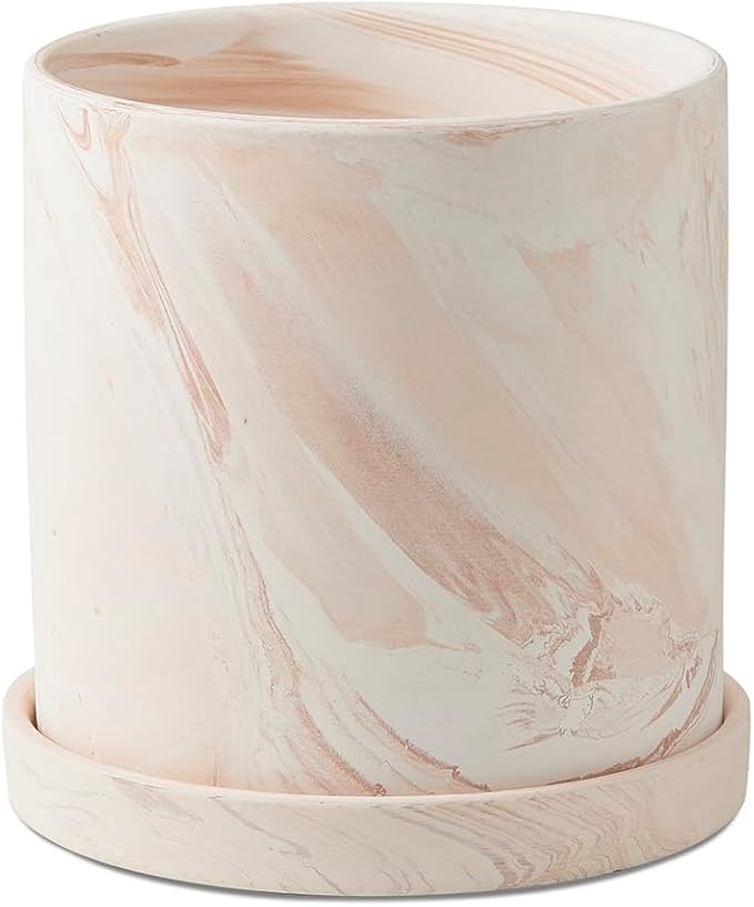 6 inch Plant Pot - Terra Cotta Flower Planters Indoor - Modern Succulents Containers with Drain Hole & Saucer, Decorate Home, Office & Outdoor (Pink)
