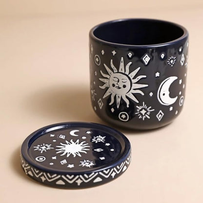 Midnight Sun & Moon Phases Planter | Indoor for Succulents | Sun Moon Pot | Celestial Theme | Succulent Space Theme | Air Plants