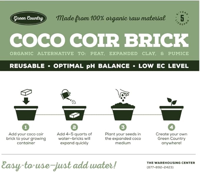 Premium Coco Coir Bricks - 8 Pack | Compressed Coconut Husk Fiber | Potting, Seed Starting, Hydroponics, Soil Amendment | Indoor & Outdoor Plants | Spring Gardening