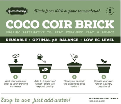 Premium Coco Coir Bricks - 8 Pack | Compressed Coconut Husk Fiber | Potting, Seed Starting, Hydroponics, Soil Amendment | Indoor & Outdoor Plants | Spring Gardening