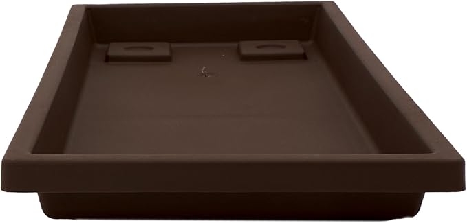 The HC Companies Venetian Rectangular Plant Tray - Lightweight Plastic Plant Saucers - Plant Drip Trays for Indoor & Outdoor Use (29.5”, Chocolate, Pack of 1)