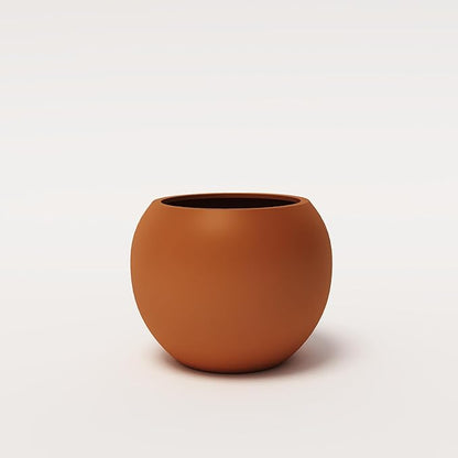 DTY Mount Sherman 12.6" D x 10'' H (Pot Opening 8.5") Fiberstone Round Planter with Drainage Hole, Smooth Finishes, Weather Resistant for Indoor and Outdoor, 2 Extra Coco Mats - Terracotta, Small