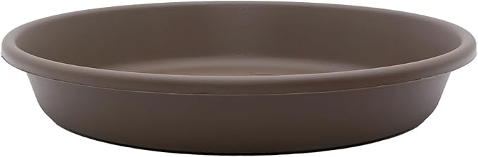 The HC Companies 14 Inch Round Plastic Classic Plant Saucer - Indoor Outdoor Plant Trays for Pots - 14"x14"x2.5" Chocolate