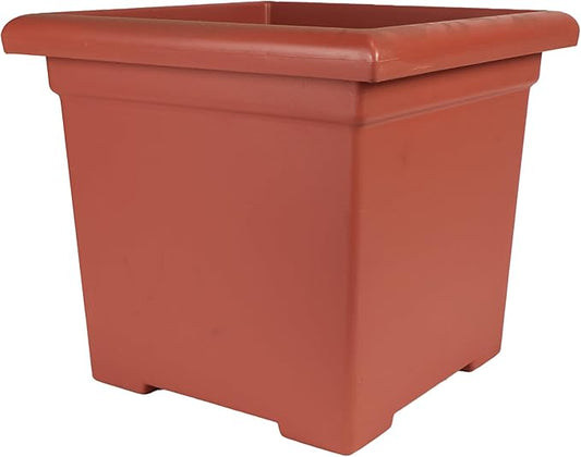 The HC Companies Accent Square Plant Pot w/Drainage - Classic Planters for Outdoor Plants & Indoor Plants - Lightweight & UV-Resistant Square Planter Box (12.5”, Clay, Pack of 1)