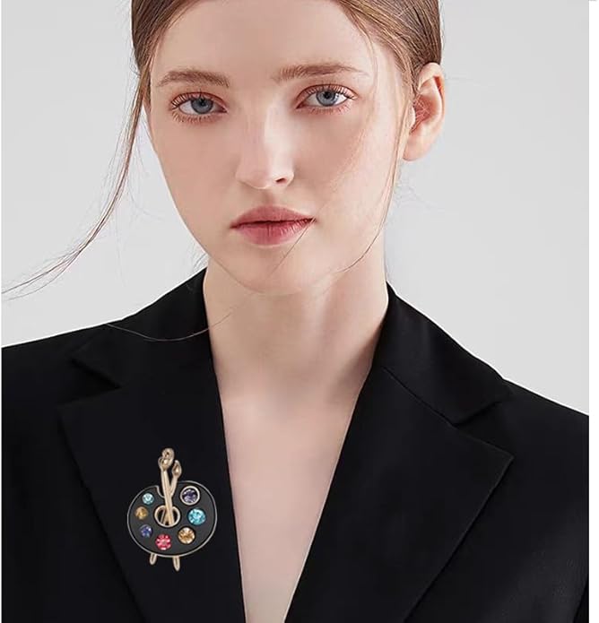 ONLYJUMP Painter Palette Brooch Pin for Women Girls Dainty Colorful Paint Palette Brush Artist Painter Lapel Pin Gift Jewelry Art Teacher Hat Bag Suit Tie Birthday Xmas Badges Painting Lovers Jewelry Gift