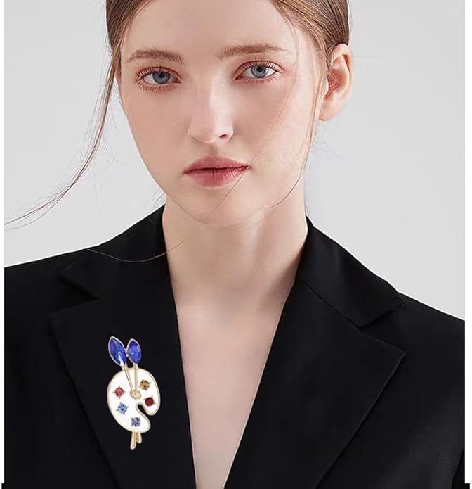 ONLYJUMP Painter Palette Brooch Pin for Women Girls Dainty Colorful Paint Palette Brush Artist Painter Lapel Pin Gift Jewelry Art Teacher Hat Bag Suit Tie Birthday Xmas Badges Painting Lovers Jewelry Gift