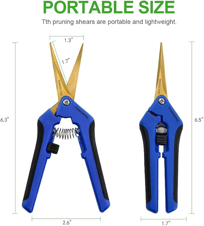 3 Packs Garden Pruning Shears with Curved Blades Trimming Scissors, Gardening Hand Pruning Snips Titanium Coated Precision Bonsai Pruning Shears, Convenient Flower Cutters(Blue)
