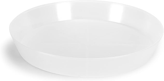 Saucer 3 Inch (2.5 Inch Base) Case of 10 Plant Saucers - White Granite Colored Polypropylene