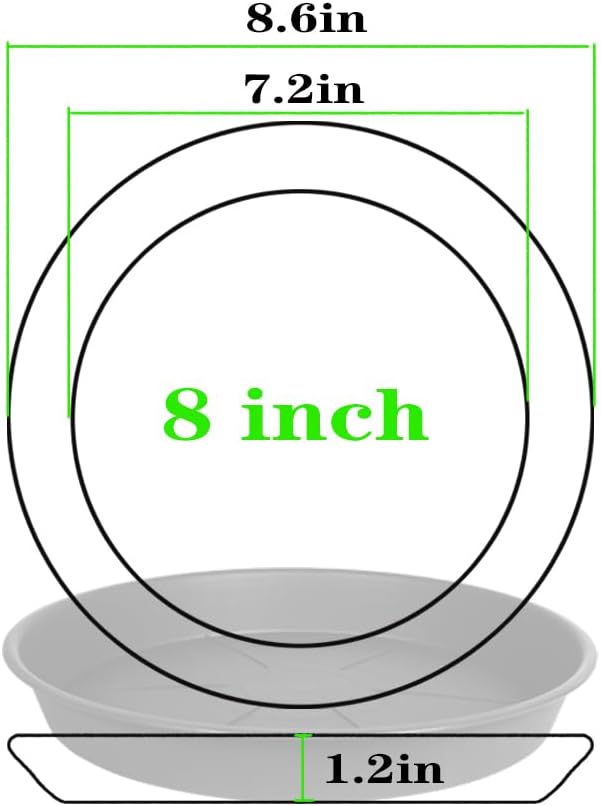 6 Pack of Plant Saucer Tray 7 8 inch, Heavy Duty Plastic Pot Plant Drip Trays Saucers for for Indoors Outdoor, Plant Water Tray for Planters 7-9" (8", Light Blue)