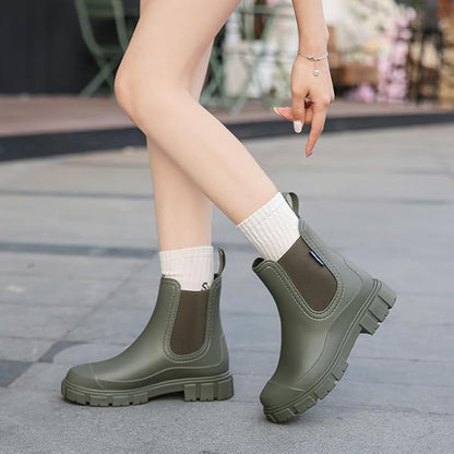 Harssidanzar Womens Rain Boots Waterproof Garden Shoes Anti-Slip Short Rain Boots for Outdoor Work HL217US
