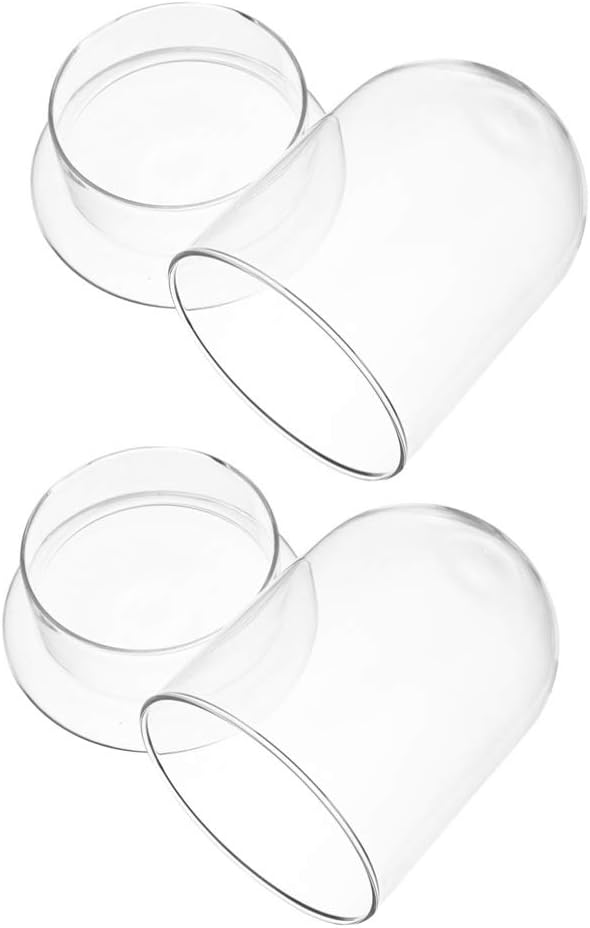 DOITOOL Glass Cloche Dome Bell Jar with Airhole and Base: 2 PCS Glass Terrarium Planter Container Decorative Clear Terrarium Planter for Plants, Collectibles, 4.2 X 4.2 X 6.7 Inches
