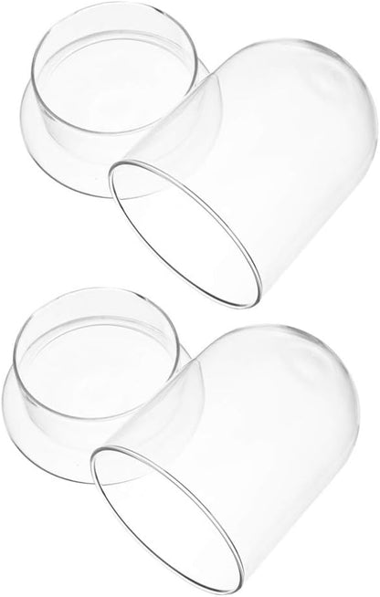 DOITOOL Glass Cloche Dome Bell Jar with Airhole and Base: 2 PCS Glass Terrarium Planter Container Decorative Clear Terrarium Planter for Plants, Collectibles, 4.2 X 4.2 X 6.7 Inches
