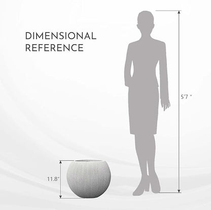 11.8" H X 14.5" D Round Plastic Planter with Drainage Hole & Plug, Large Lightweight Plant Pot, Stone Looking,Recyclable,Durable, Weather/UV Resistant for Indoor Outdoor, (8.9" Opening), Gray
