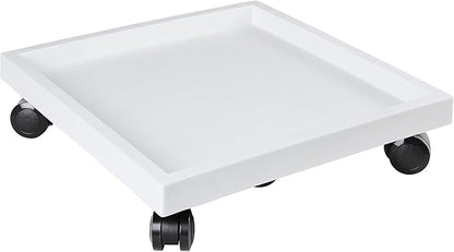 16.5 Inch Square Rolling Plant Caddy Saucer with Wheels, Heavy Duty Wheeled Planter Stand for Potted Plant, Coaster Roller Base Tray with Casters, Flower Pot Dolly Holder for Indoor Outdoor