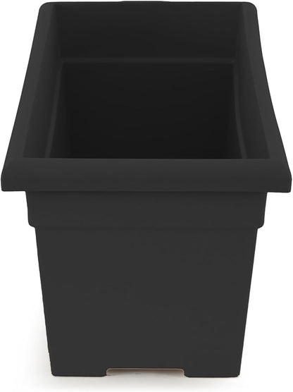 The HC Companies 28 Inch Romana Planter Box with Drainage Plug, Lightweight UV-Resistant Plastic Outdoor Planters, 1-Pack Flower Box for Garden, Patio, Balcony, and Fence, Black