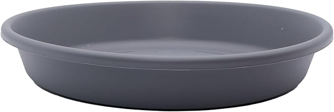 The HC Companies Flower Pot Saucers - Plastic Plant Saucer for Outdoors & Indoors - Traditional Design Plant Pot Trays for Water Drainage - Durable & Stylish Round Plant Tray (12-inch Warm Gray)