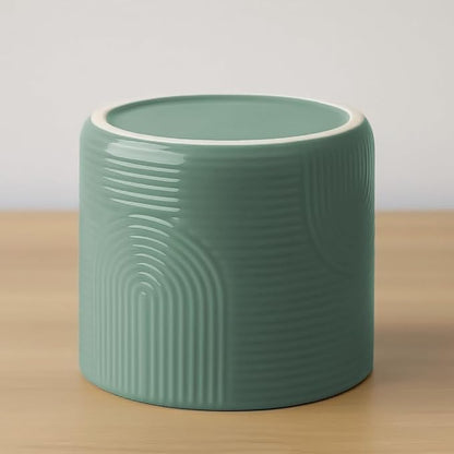 6 Inch Ceramic Plant Pot – Indoor & Outdoor Flower Planter for Succulents, Herbs & Small Plants – Thick-Walled Modern Design – Sage Green