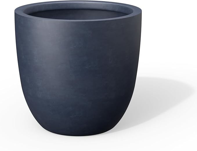 Kante Round Concrete Planter, Large Outdoor Indoor Garden Pots with Drainage Hole, 10-Inch Diameter Flower Pots for Patio, Garden and Home, Charcoal