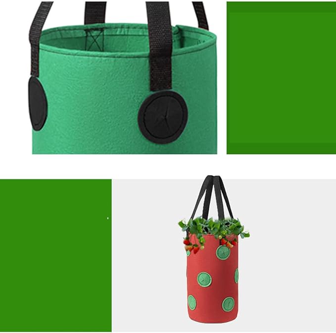Ulalaza 2 PCS 13 Hole Strawberry Bags with Holes at The Bottom Hanging Planting Bags Hanging Strawberry Planting Bags 3 gallons 20cm*35cm/7.8inch*13.7inch