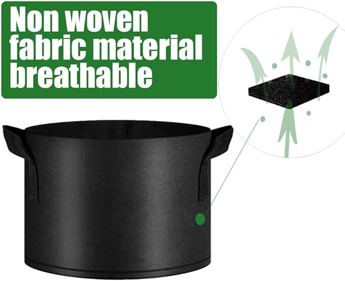 5-Packs 5 Gallon Plant Grow Bags, Heavy Duty Thickened Nonwoven Fabric Pots with Handles,Garden Grow Bags, Heavy Duty Gardening Planter bag for Vegetables Flowers Fruits, Black,Set of 5 (5gallon)