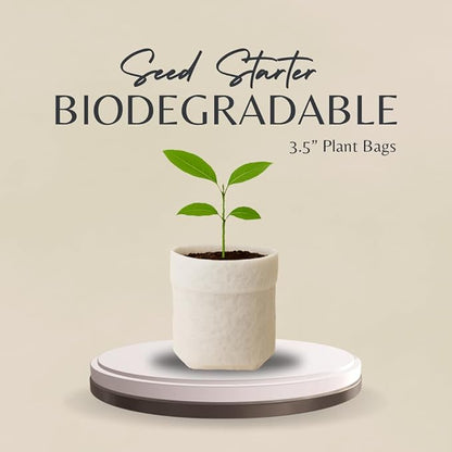 15-Pack Biodegradable Plant Grow Bags 3.5 Inch with Wooden Labels – Eco-Friendly Fabric Pots for Seedlings, Herbs, Flowers - Indoor Outdoor – Plastic-Free Gardening Gift